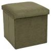 Leen Bakker Home Deco - Poefje - opbergbox - rib - groen - 38 x 38cm