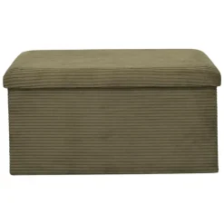 Leen Bakker Home Deco - Poefje - opbergbox - rib - groen - 38 x 38cm