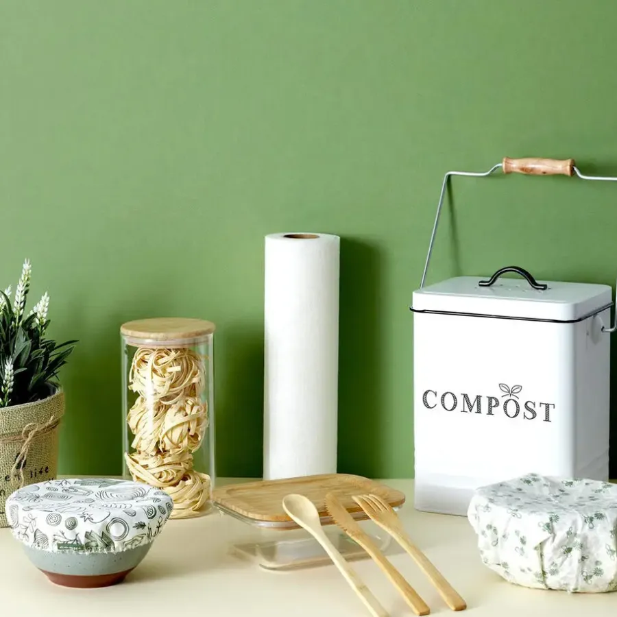 The Home Deco Factory Home deco factory afvalbakje voor aanrecht - 5L - groen - compost