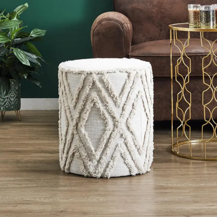 Poefen-The Home Deco Factory Home Deco Factory Bijzet poef Berber Mirage - MDF - 37 x 41 cm