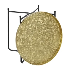 The Home Deco Factory Home Deco Factory Bijzettafel - goud met zwart - metaal - 45 cm