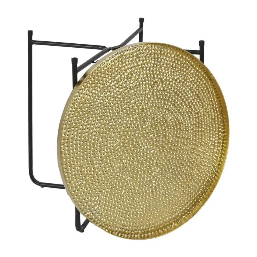 The Home Deco Factory Home Deco Factory Bijzettafel - goud met zwart - metaal - 45 cm