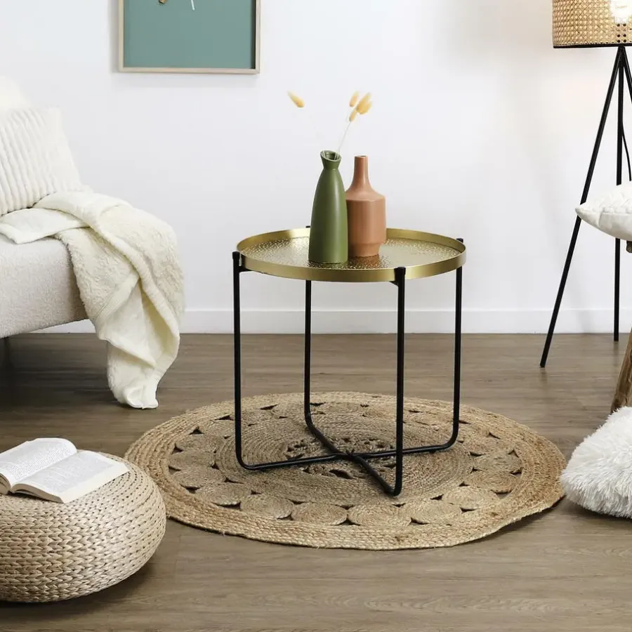 The Home Deco Factory Home Deco Factory Bijzettafel - goud met zwart - metaal - 45 cm