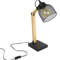 The Home Deco Factory Home deco factory bureaulamp - zwart - metaal en hout - tafellamp