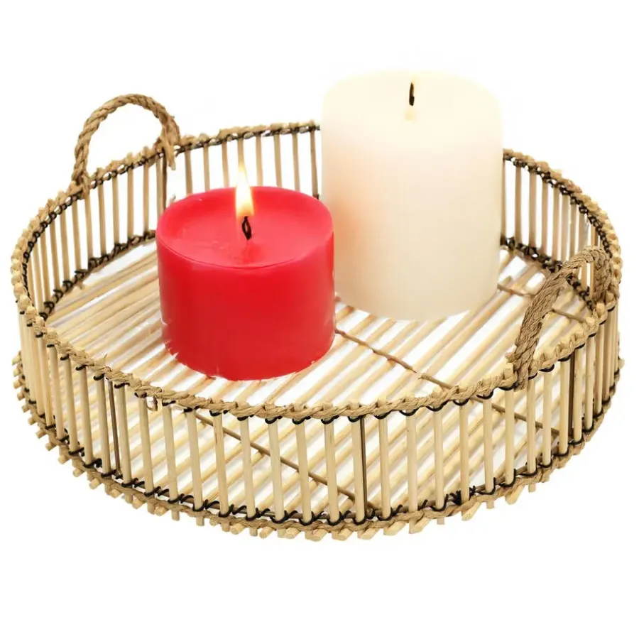 The Home Deco Factory Home Deco Factory dienblad van bamboe - Rond - 40 x 6 cm