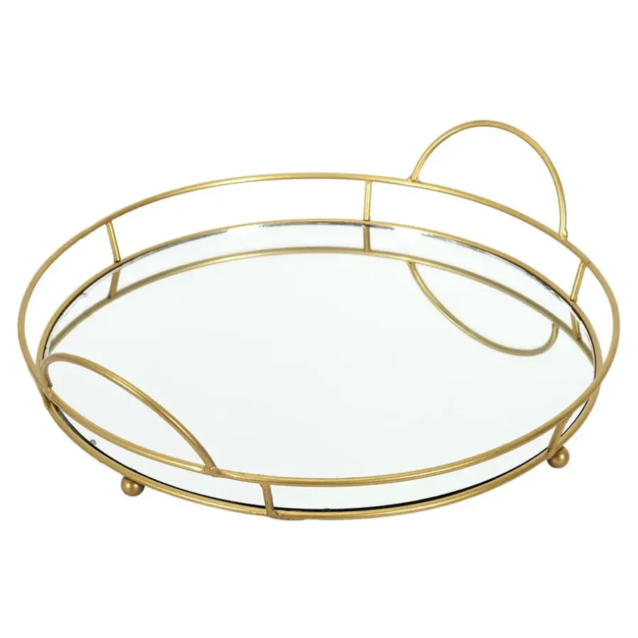 Dienbladen-The Home Deco Factory Home Deco Factory dienblad van spiegel glas - Rond - 34 x 4 cm