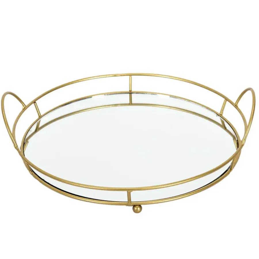 Dienbladen-The Home Deco Factory Home Deco Factory dienblad van spiegel glas - Rond - 34 x 4 cm