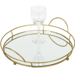 Dienbladen-The Home Deco Factory Home Deco Factory dienblad van spiegel glas - Rond - 34 x 4 cm