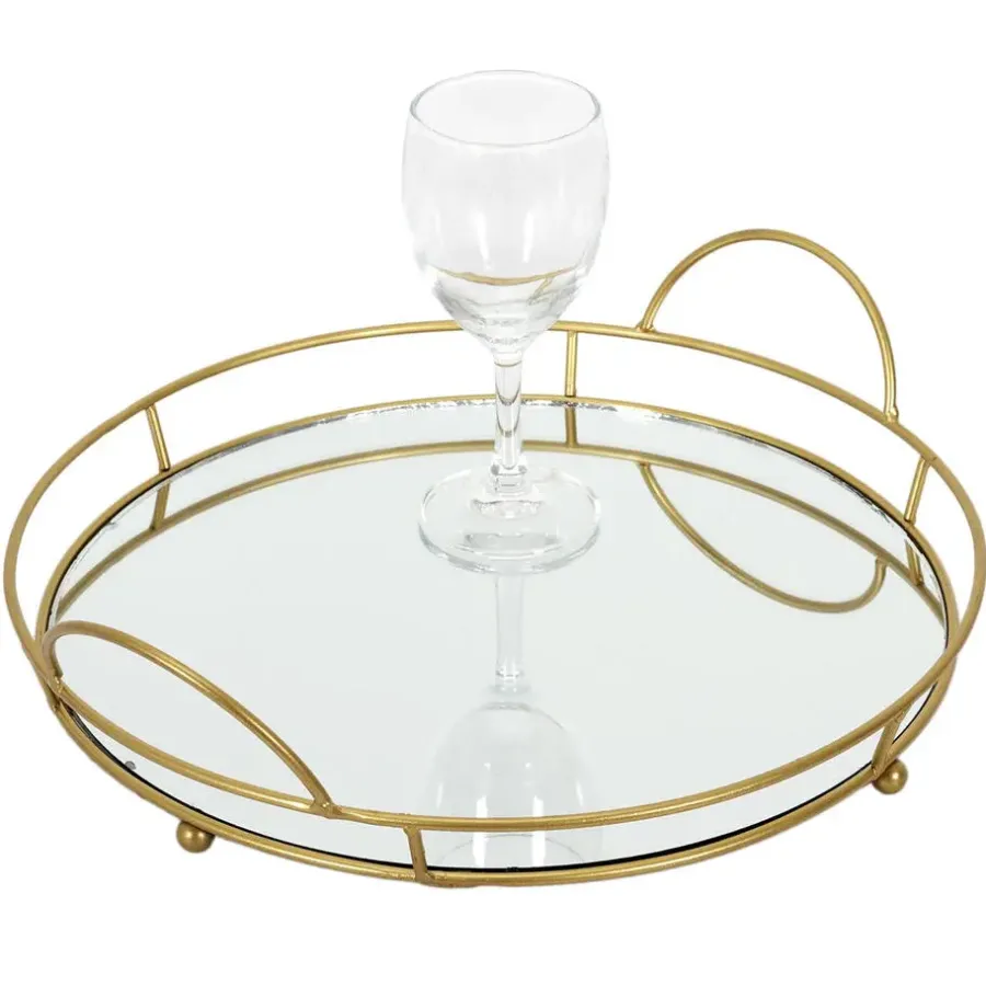 Dienbladen-The Home Deco Factory Home Deco Factory dienblad van spiegel glas - Rond - 34 x 4 cm