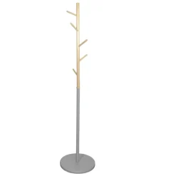 Kapstokken-The Home Deco Factory Home Deco Factory Kapstok - grijs - metaal/hout - 6 haken - 180cm