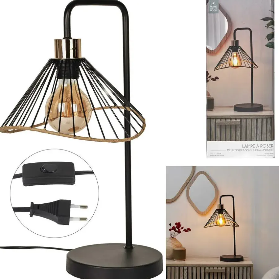 The Home Deco Factory Home deco factory LED Tafellamp Loft - zwart - 30 x 47 x 25 cm