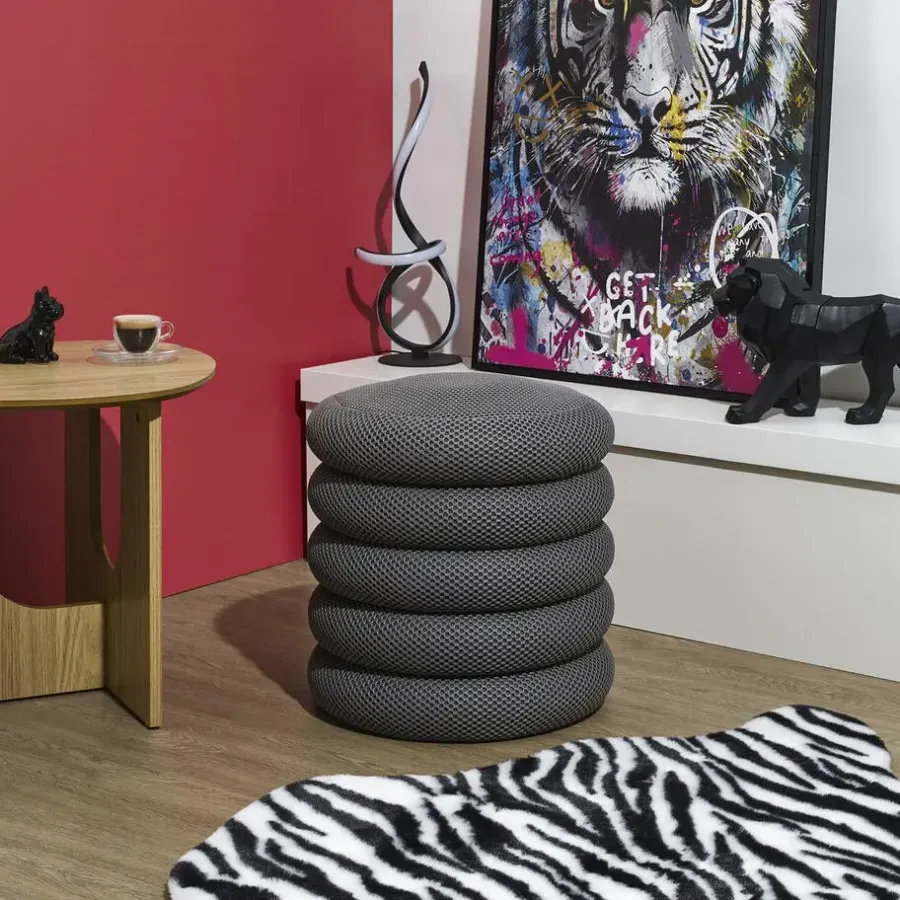 Poefen-The Home Deco Factory Home Deco Factory Poef/krukje - boucle - grijs - D37 x H44 cm