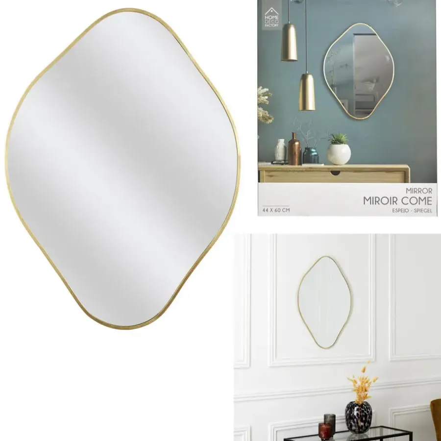 Spiegels-Leen Bakker Home Deco Factory Spiegel - goud - 44 x 60 cm - wandspiegel