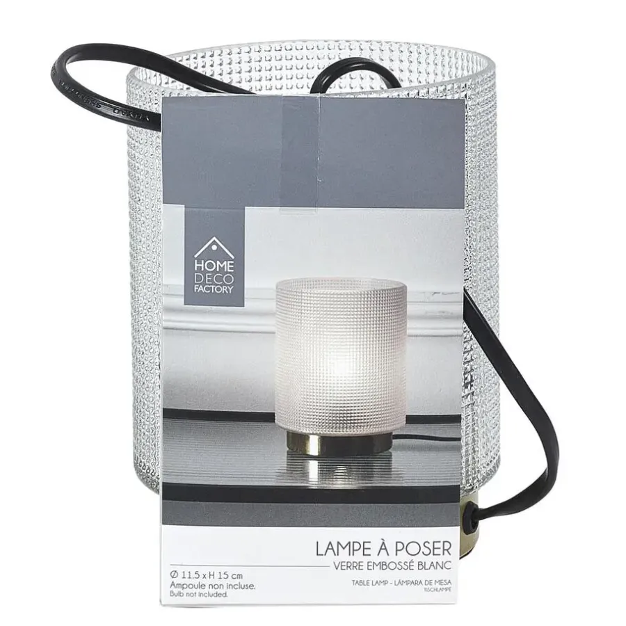 The Home Deco Factory Home deco factory tafellamp - glas - wit - 15 cm - met schakelaar