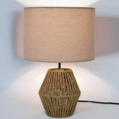 Tafellampen-Leen Bakker Home deco factory Tafellamp met linnen kap - Boho/ibiza stijl
