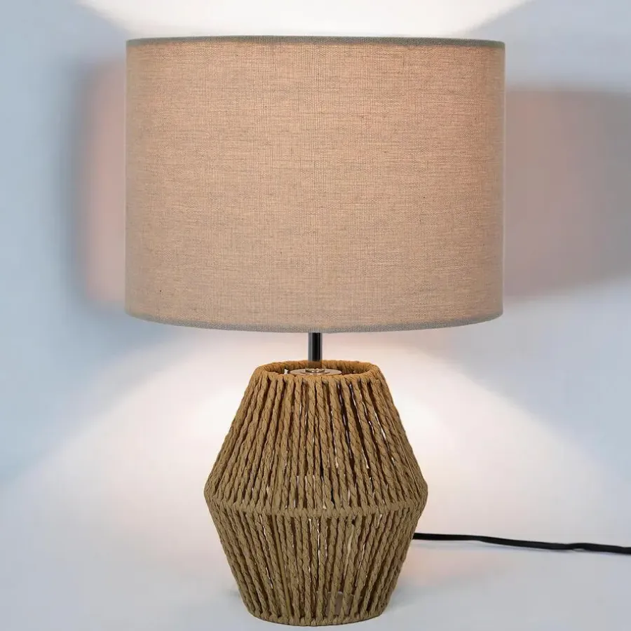 Tafellampen-Leen Bakker Home deco factory Tafellamp met linnen kap - Boho/ibiza stijl