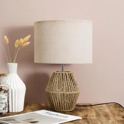 Tafellampen-Leen Bakker Home deco factory Tafellamp met linnen kap - Boho/ibiza stijl