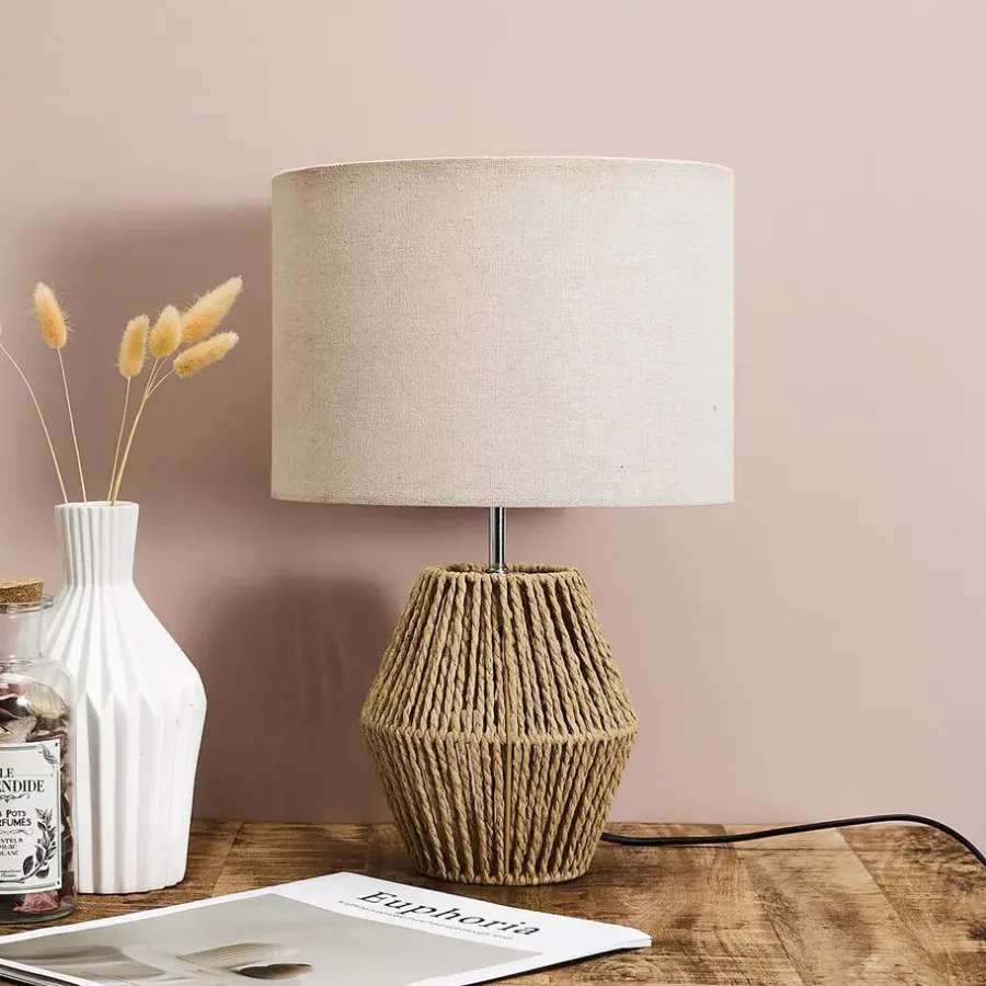 Tafellampen-Leen Bakker Home deco factory Tafellamp met linnen kap - Boho/ibiza stijl