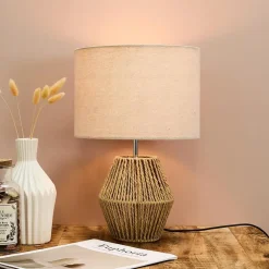 Tafellampen-Leen Bakker Home deco factory Tafellamp met linnen kap - Boho/ibiza stijl