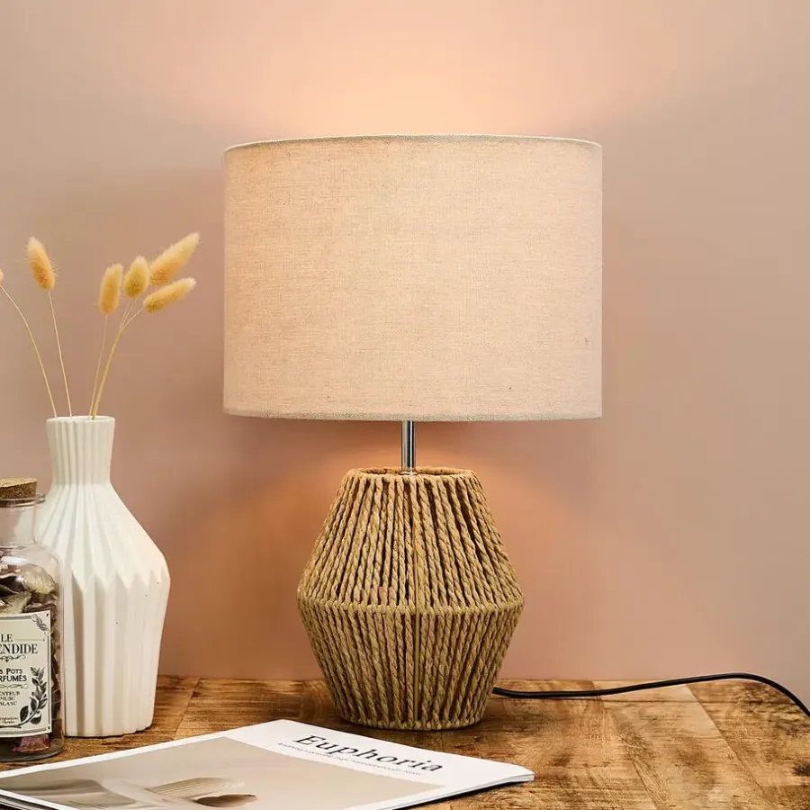 Tafellampen-Leen Bakker Home deco factory Tafellamp met linnen kap - Boho/ibiza stijl