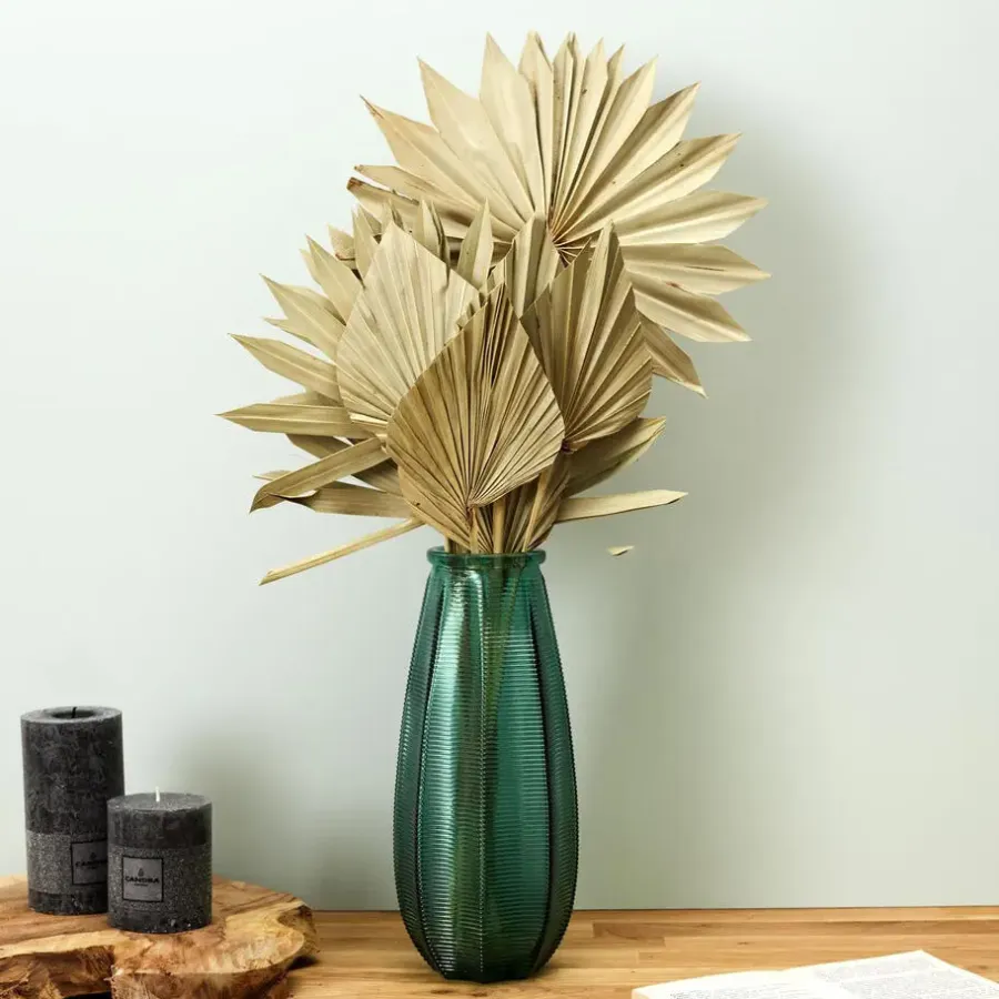 Vazen-The Home Deco Factory Home deco factory vaas Capella - boeket - glas - groen- H28 cm
