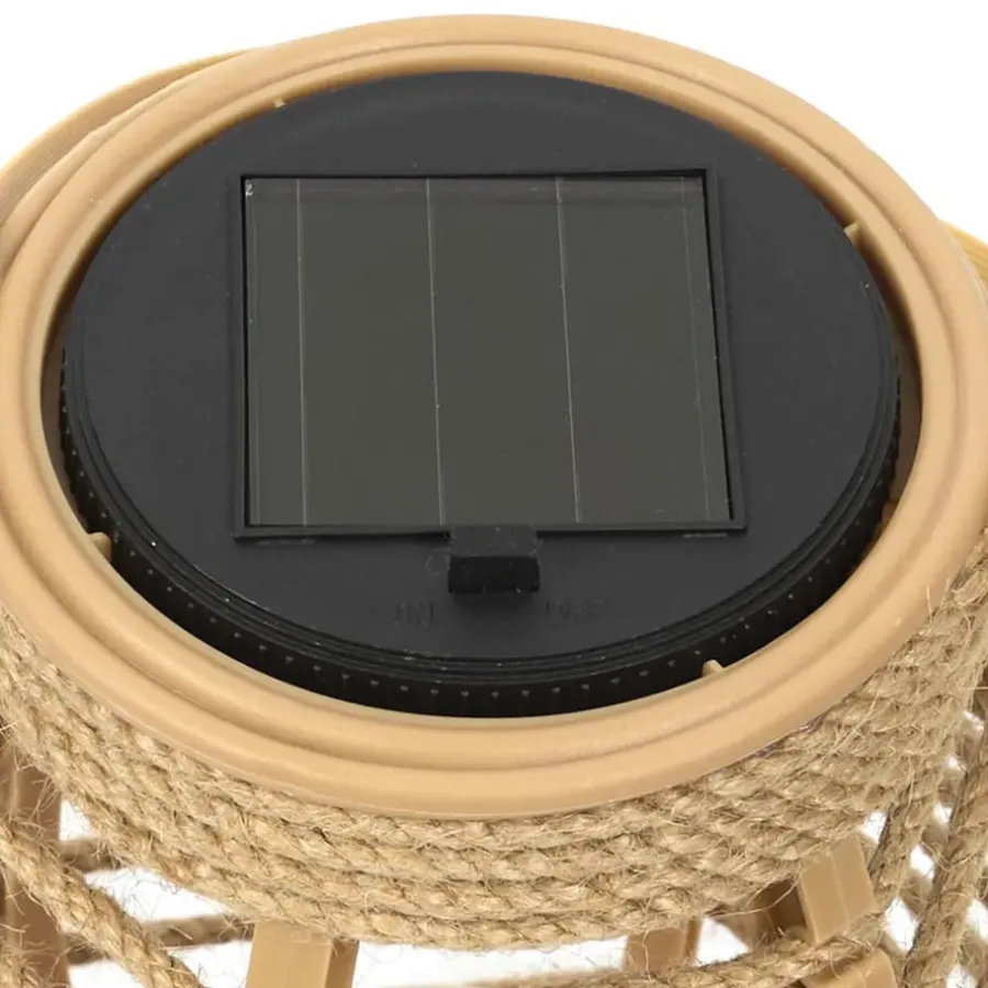 Kandelaars En Windlichten-The Home Deco Factory Home deco factory Zonnelantaarn tafellamp - Solar -rotan - 26,5 cm -kaarseffect