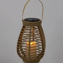 Kandelaars En Windlichten-The Home Deco Factory Home deco factory Zonnelantaarn tafellamp - Solar -rotan - 26,5 cm -kaarseffect