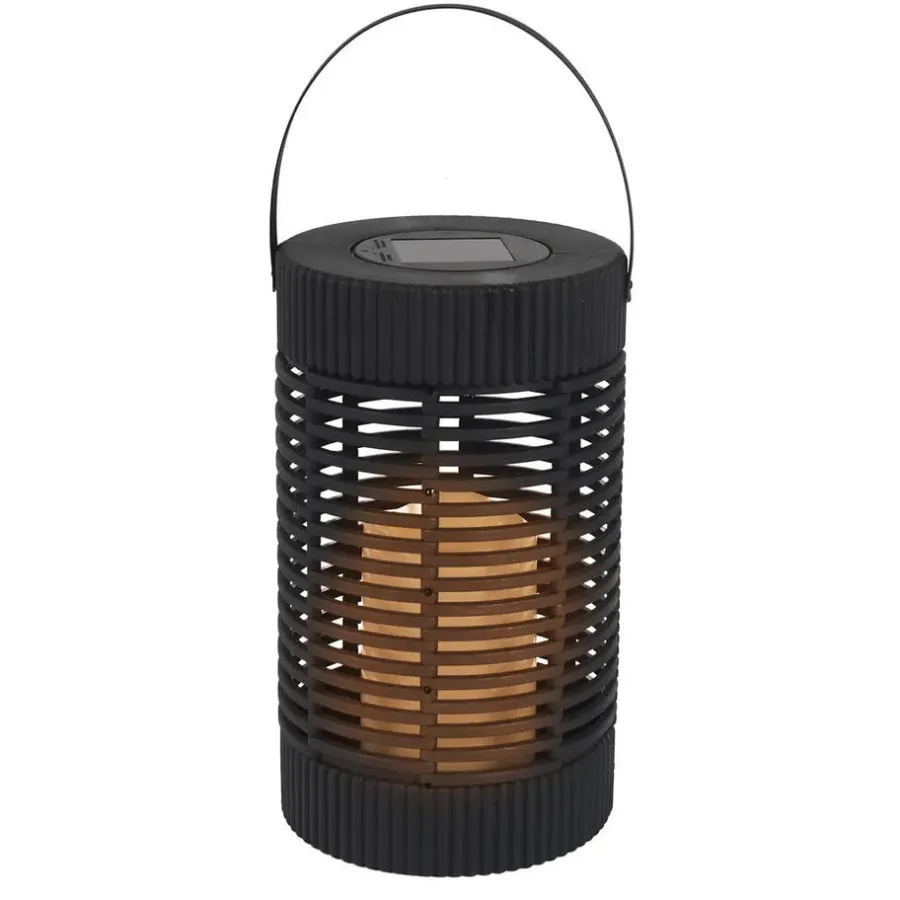 Kandelaars En Windlichten-The Home Deco Factory Home deco factory Zonnelantaarn tafellamp - Solar - zwart - 23 cm - kaars