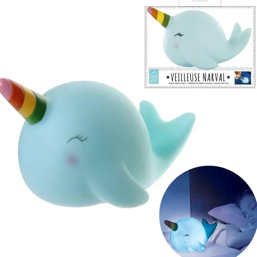 Bureaulampen|Bureaulampen-Home Deco Kids LED Nachtlampje - Walvis - aan/uit knop - 20 cm