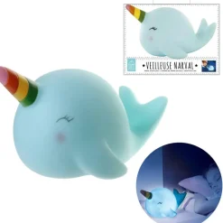 Bureaulampen|Bureaulampen-Home Deco Kids LED Nachtlampje - Walvis - aan/uit knop - 20 cm