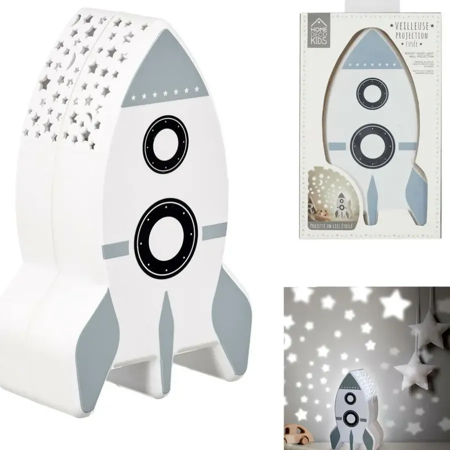 Bureaulampen|Bureaulampen-Home Deco Kids Nachtlampje - Raket met muurprojectie - 15 cm