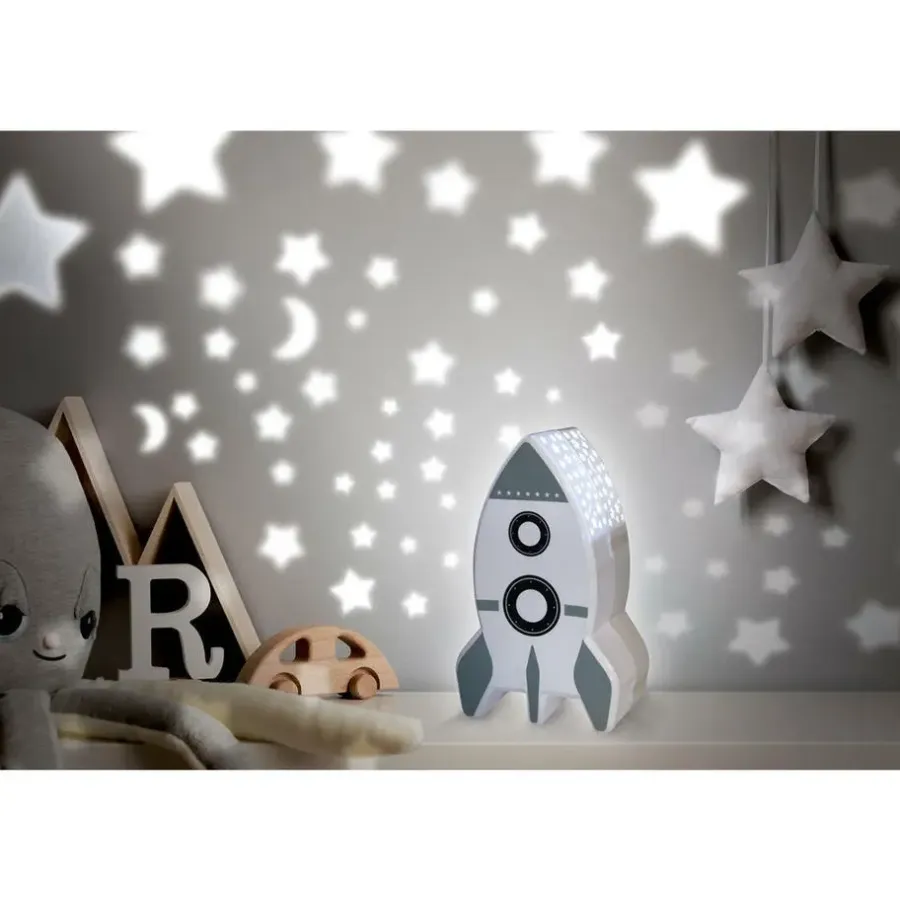 Bureaulampen|Bureaulampen-Home Deco Kids Nachtlampje - Raket met muurprojectie - 15 cm