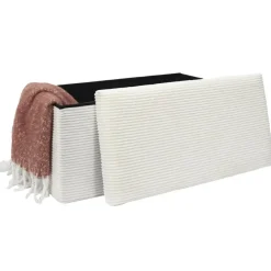 Poefen-The Home Deco Factory Home Deco Poef - Cocoonen - MDF/polyester - wit - 76 x 38 cm