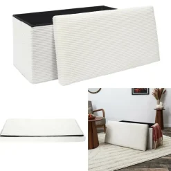 Poefen-The Home Deco Factory Home Deco Poef - Cocoonen - MDF/polyester - wit - 76 x 38 cm