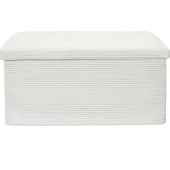 Poefen-The Home Deco Factory Home Deco Poef - Cocoonen - MDF/polyester - wit - 76 x 38 cm