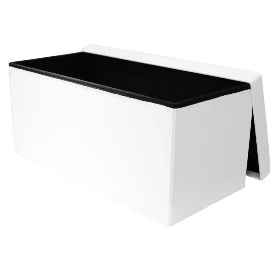 The Home Deco Factory Home Deco Poef - Essence - MDF/polyester - wit - 76 x 38 cm