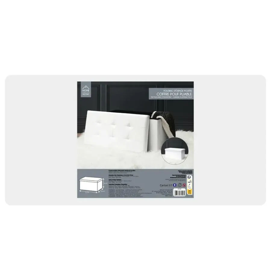 The Home Deco Factory Home Deco Poef - Essence - MDF/polyester - wit - 76 x 38 cm