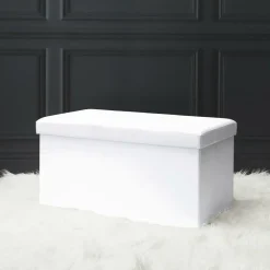The Home Deco Factory Home Deco Poef - Essence - MDF/polyester - wit - 76 x 38 cm
