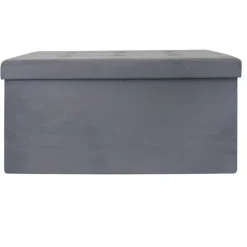 The Home Deco Factory Home Deco Poef Chique - opbergbox - grijs - 76 x 38 cm