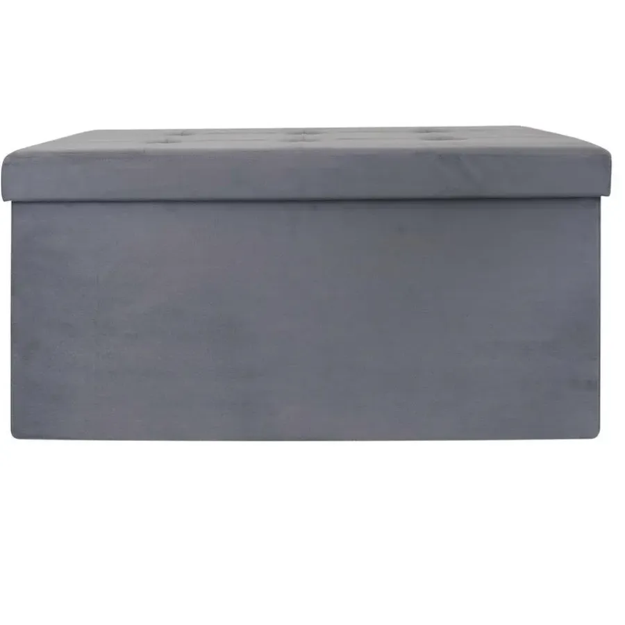 The Home Deco Factory Home Deco Poef Chique - opbergbox - grijs - 76 x 38 cm