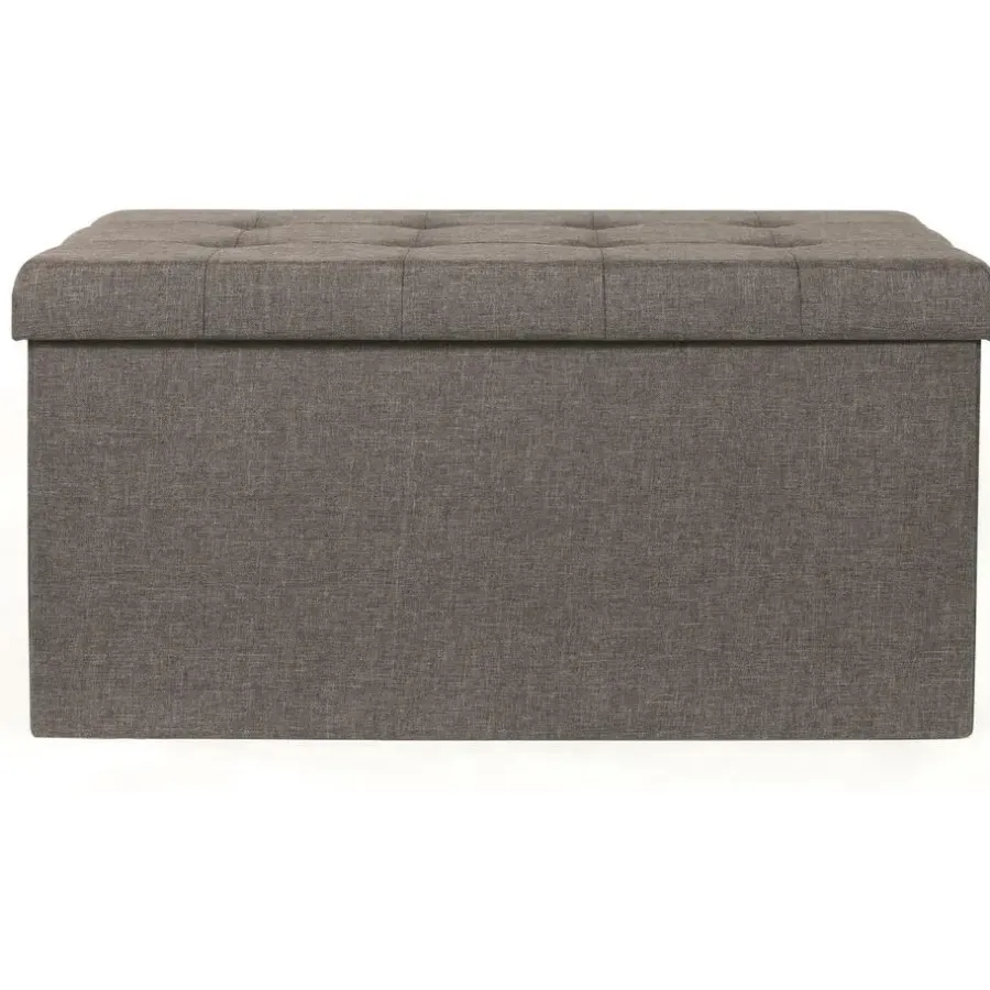 Poefen-The Home Deco Factory Home Deco Poef Chique - opbergbox - donkergrijs - 76 x 38 cm