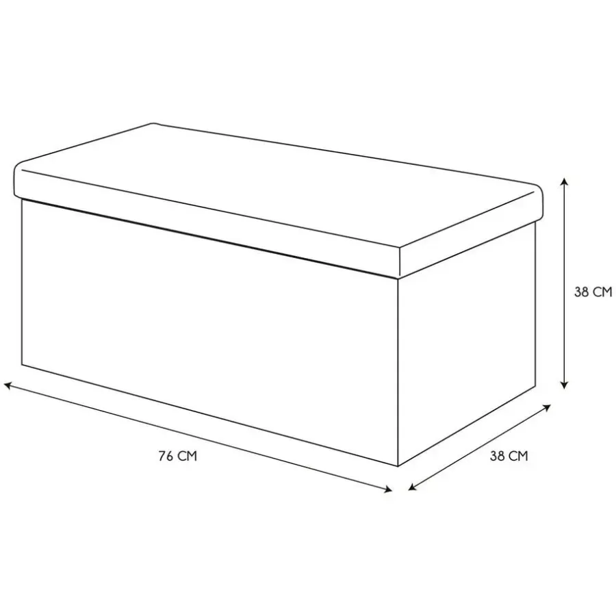 Poefen-The Home Deco Factory Home Deco Poef Chique - opbergbox - donkergrijs - 76 x 38 cm