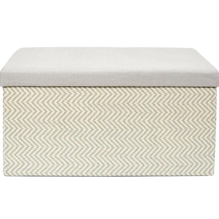 Poefen-The Home Deco Factory Home Deco Poef Fishbone - opbergbox - beige/grijs - 76 x 38 cm