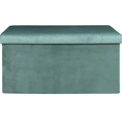 Poefen-The Home Deco Factory Home Deco Poef Velvet - opbergbox - blauw - 76 x 38 cm