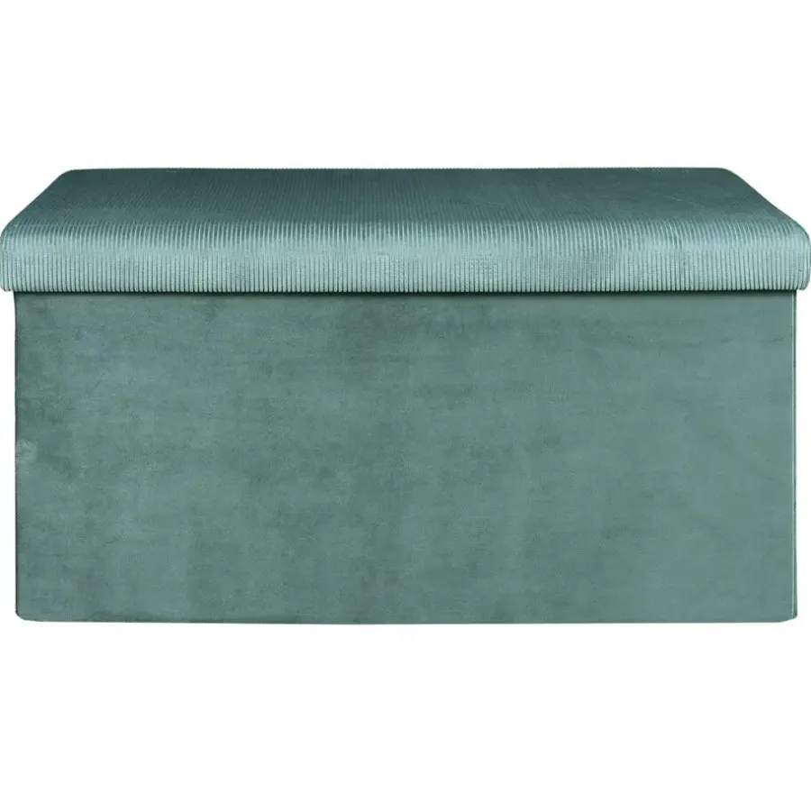 Poefen-The Home Deco Factory Home Deco Poef Velvet - opbergbox - blauw - 76 x 38 cm