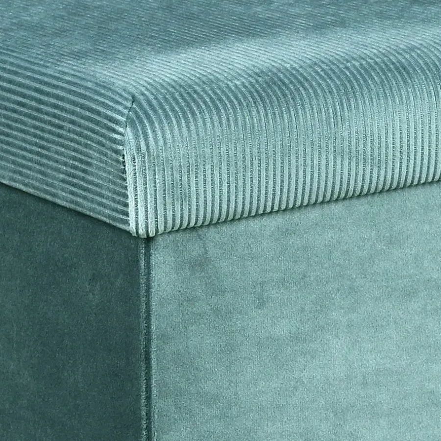 Poefen-The Home Deco Factory Home Deco Poef Velvet - opbergbox - blauw - 76 x 38 cm
