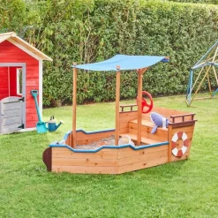 Zandbakken-Merkloos HOME DELUXE - Scheepszandbak met bankje MATSCHEKISTE - 160 x 78 cm