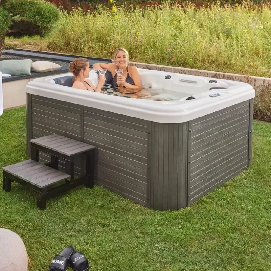 Merkloos HOME DELUXE Buiten whirlpool BEACH Met treden en thermische afdekking