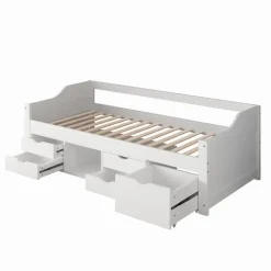 Kinderbedden-Merkloos HOME DELUXE COSMOS kinderbed met lades en matras - 90 x 200 cm wit