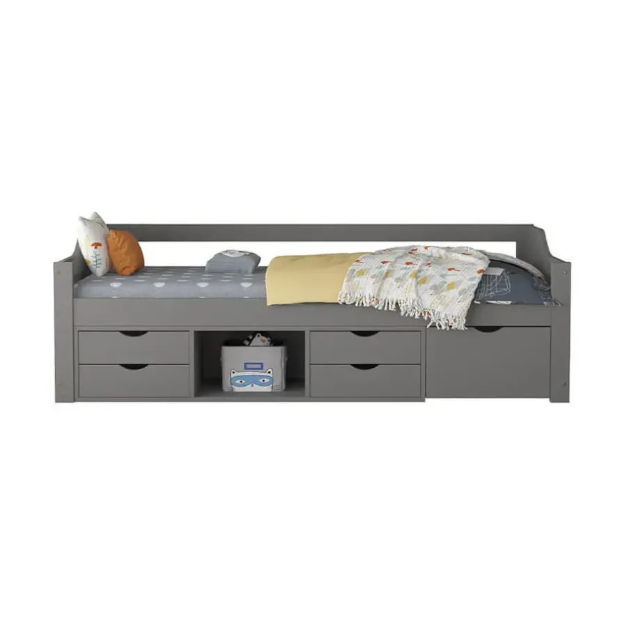 Merkloos HOME DELUXE COSMOS kinderbed met lades en matras - 90 x 200 cm grijs